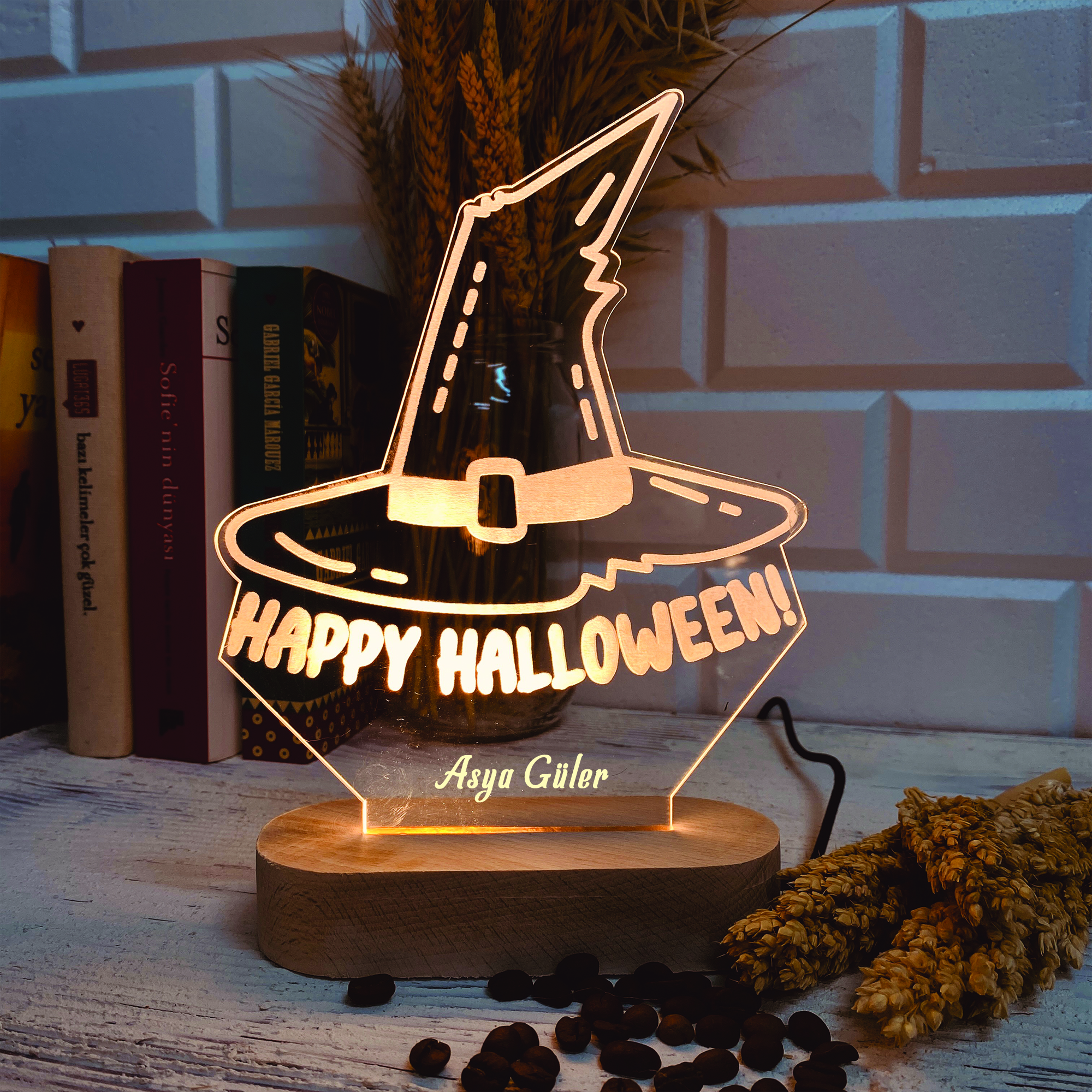 Kişiye Özel Happy Halloween Tasarımlı 3D Led Lamba