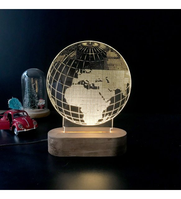 Dünya Küresi Tasarım 3D Led Gece Lambası